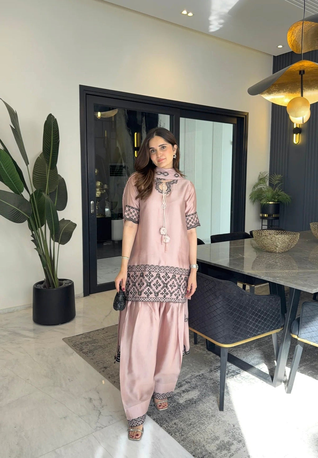 Yash Enterprise Cream Crepe Silk Party Wear Embroidery Farshi Suit Set