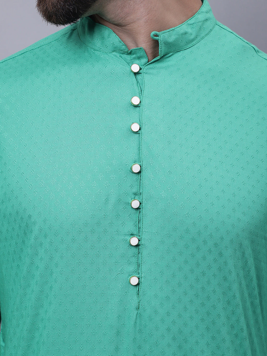 Even Apparels Green Kurta With Band Collar