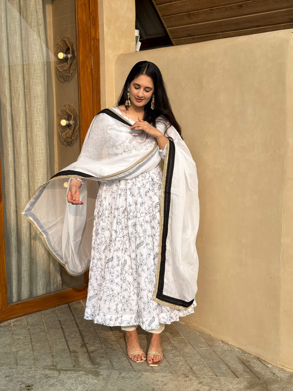 Yash Enterprise White Vichitra Silk Party Wear Embroidery Suit Set