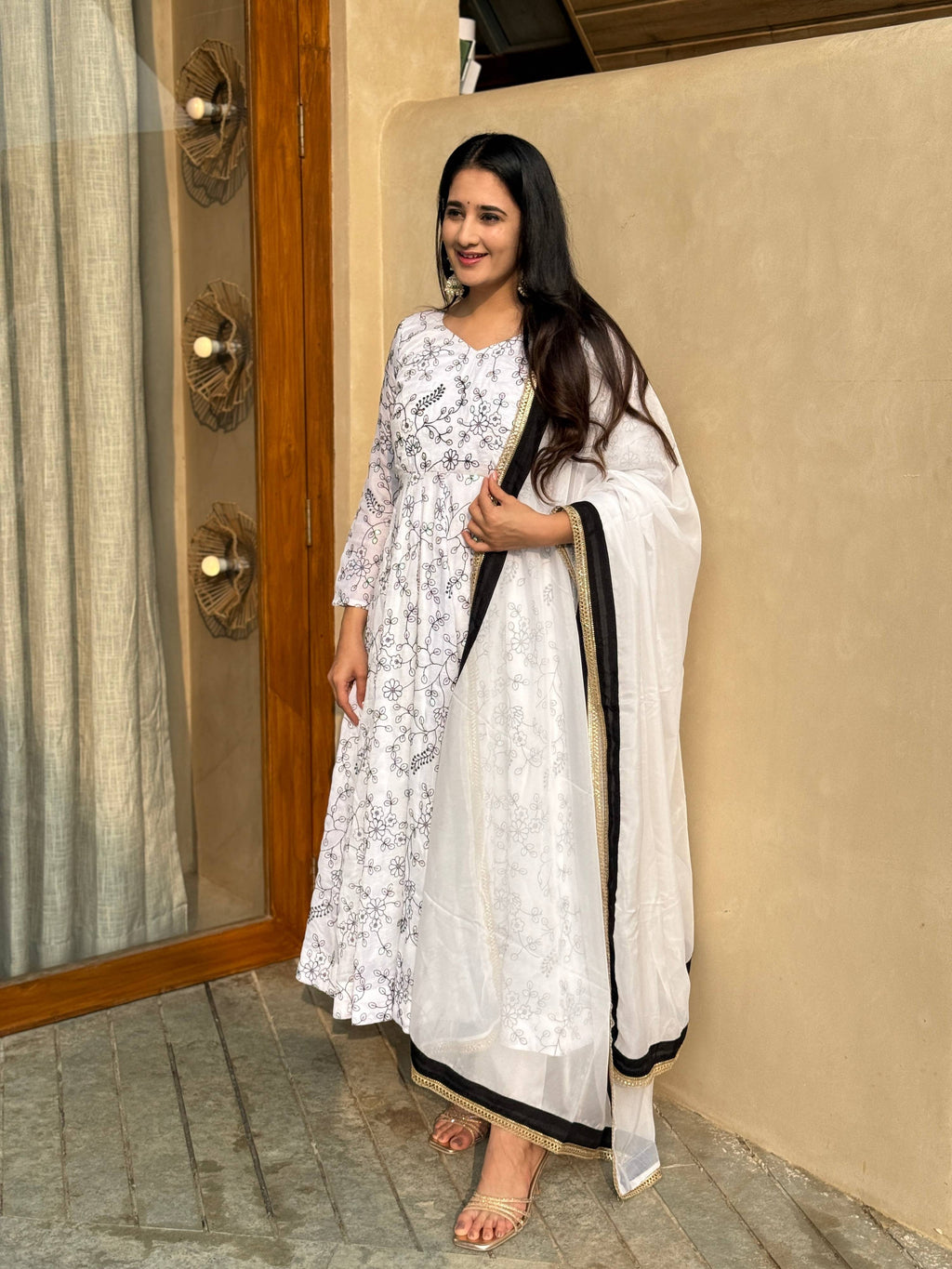 Yash Enterprise White Vichitra Silk Party Wear Embroidery Suit Set