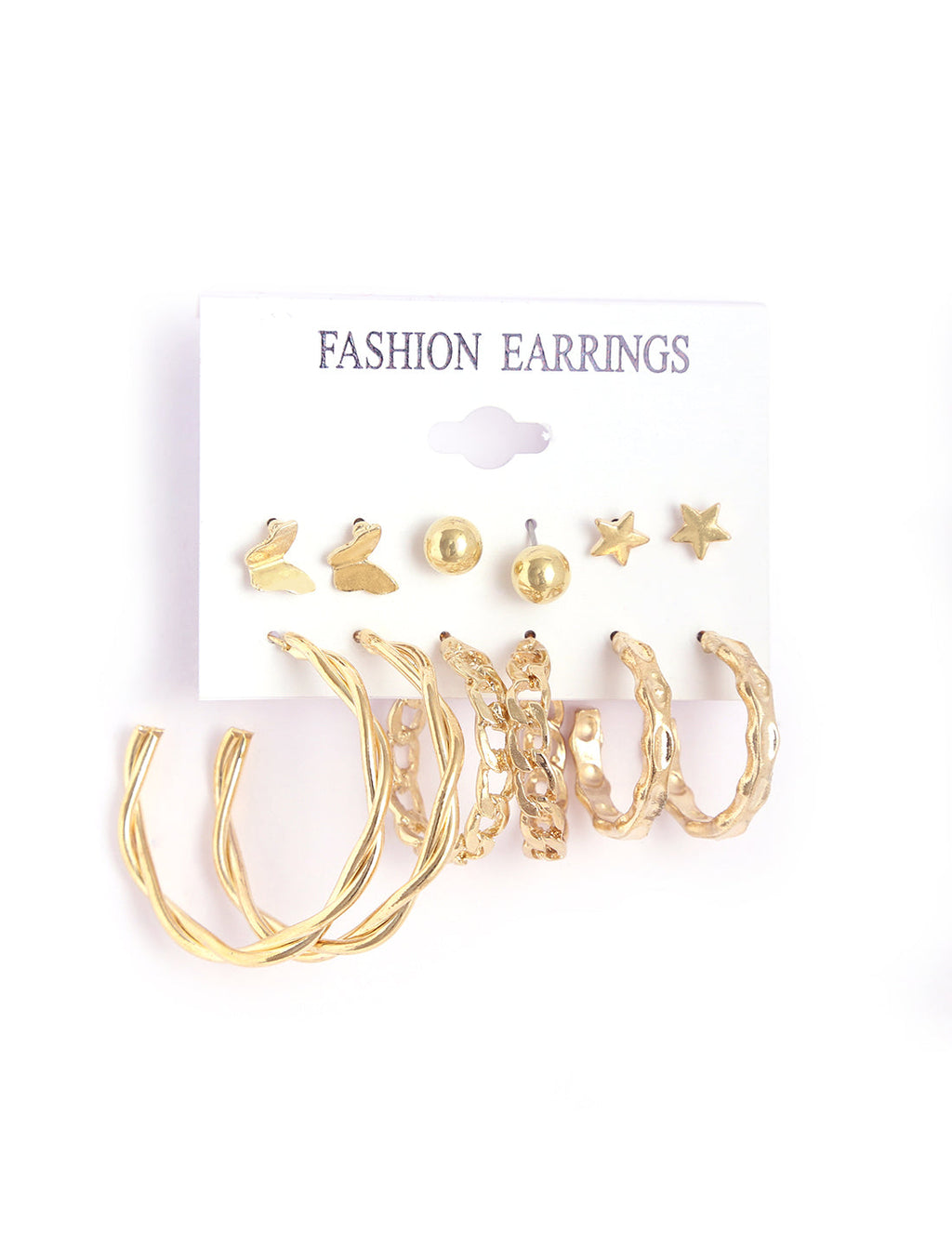 Gold-Polished Alloy Set Of 6 Designer Earrings - The Pari