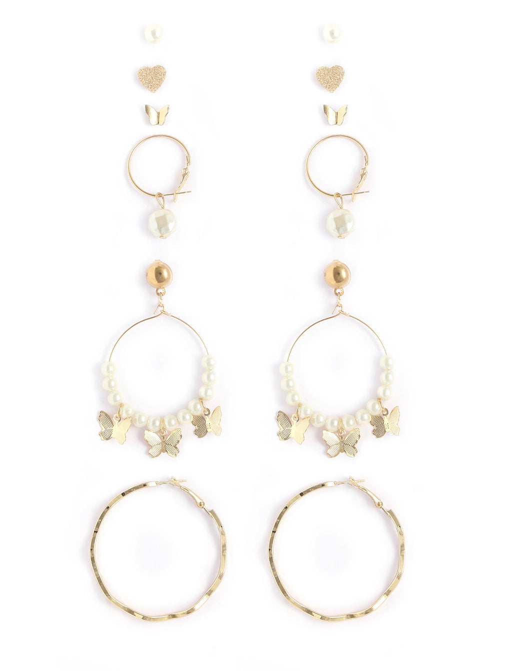 Gold-Polished Alloy Set Of 6 Designer Earrings - The Pari