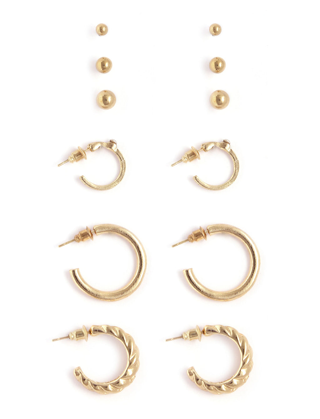 Gold-Polished Alloy Set Of 6 Designer Earrings - The Pari