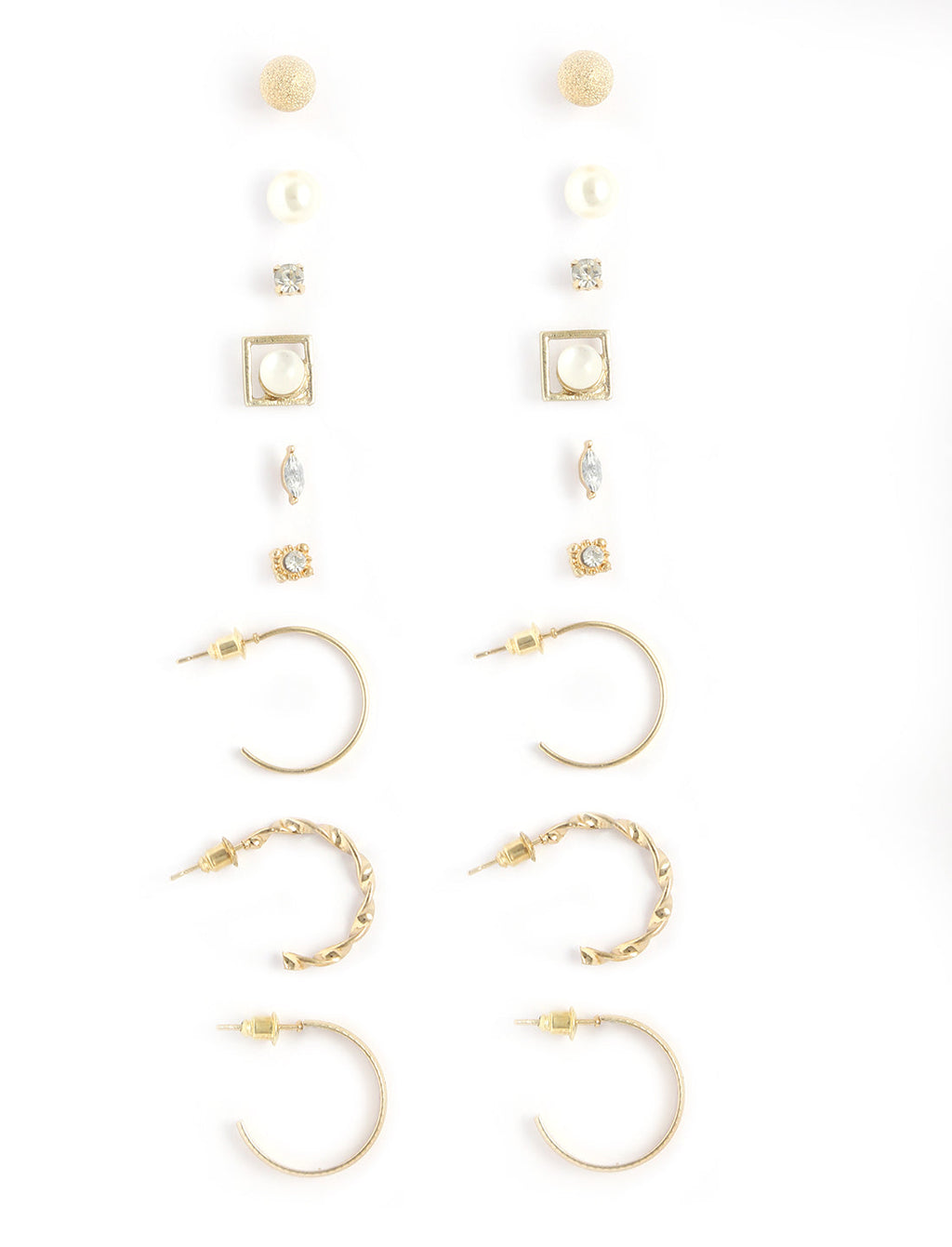 Gold-Polished Alloy Set Of 9 Designer Earrings - The Pari