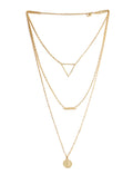 Gold-Polished Alloy Triangle & Coin Charm Necklace - The Pari