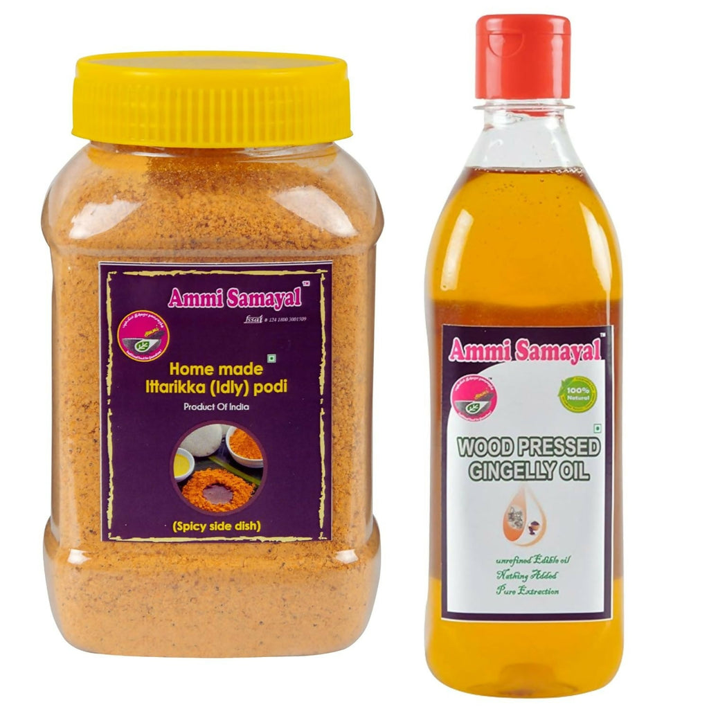 Ammi Samayal Homemade Idli Podi and Cold Pressed Sesame Oil Combo