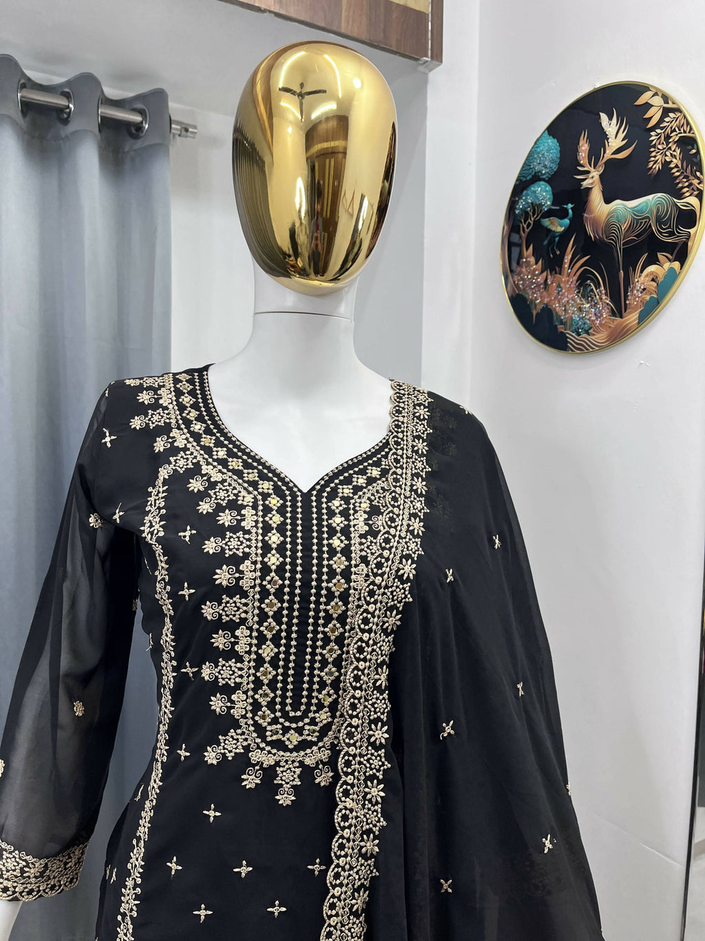 Teeya Creation Black Color Faux Georgette Embroidery Work Party Wear Salwar Suit