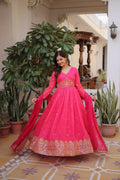 Teeya Creation Womens New Trending Digital Printed Russian Silk With Embroidery Zari Sequins-Work Gown Set