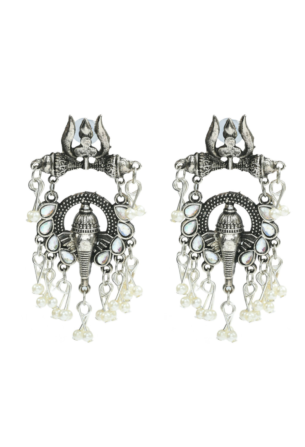 Mominos Fashion Johar Kamal Oxidised Silver-Plated Ganesha Design Necklace Choker Set for Women
