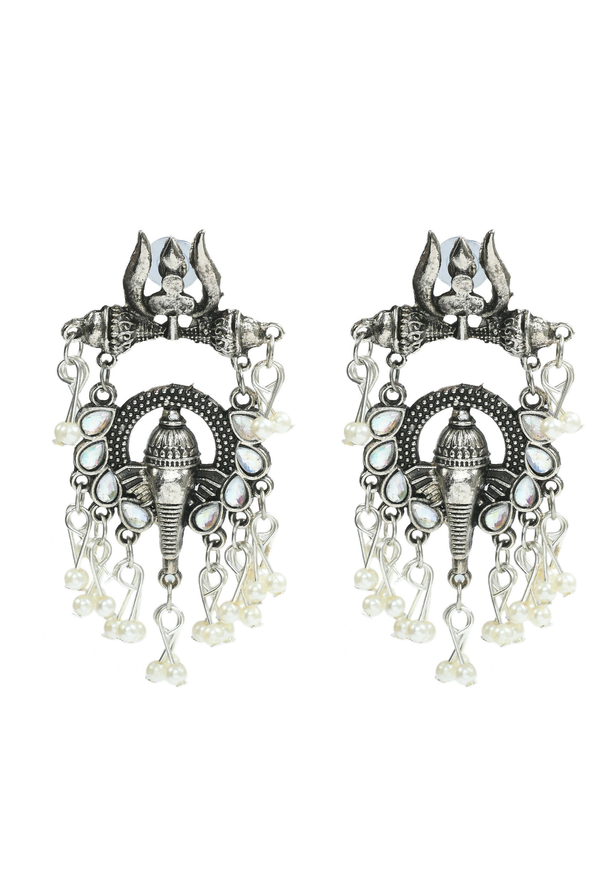 Mominos Fashion Johar Kamal Oxidised Silver-Plated Ganesha Design Necklace Choker Set for Women