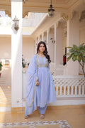 Teeya Creation Womens New Mul Chanderi With Beads Embroidery-Work Kurta Set