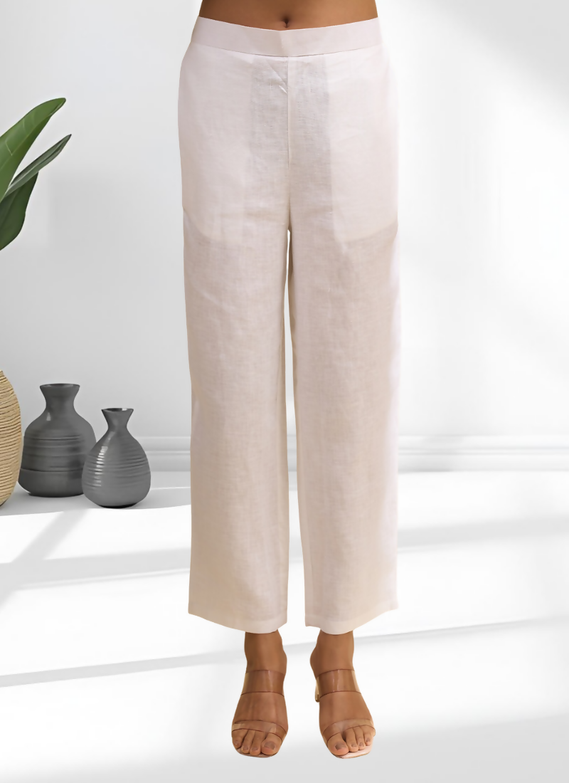 Joban Fashion Off White Linen Embroidered Readymade Cord Set