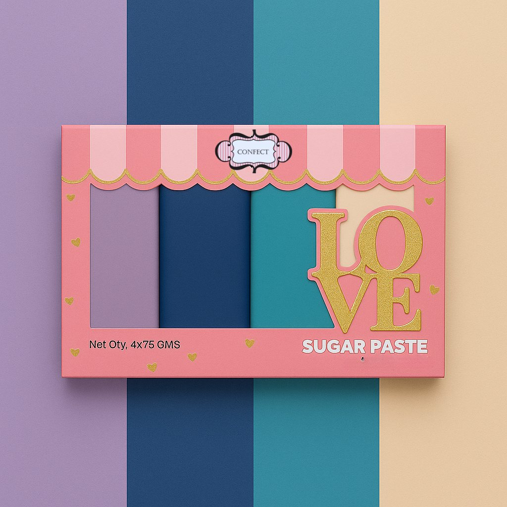 Confect Multipack of Lavender, Navy Blue, Teal and Skin Sugarpaste 15