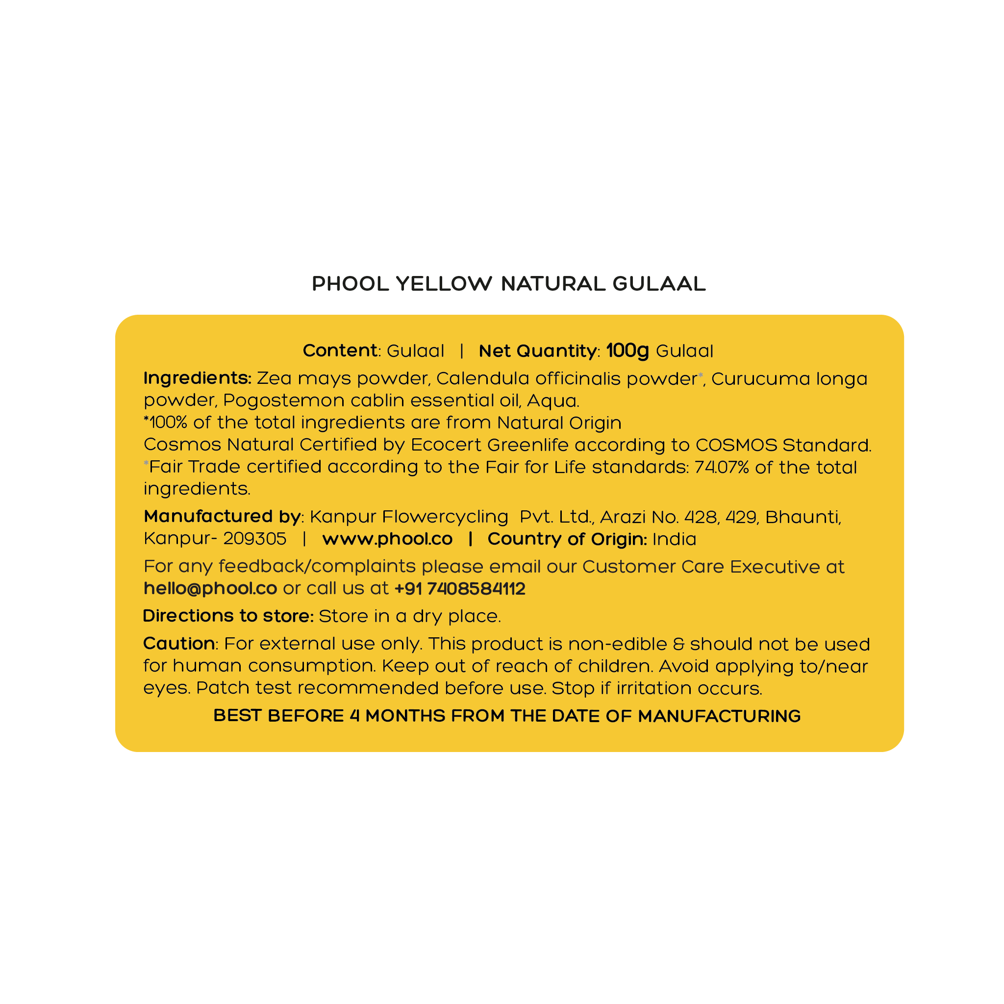 Phool Yellow Natural Gulaal
