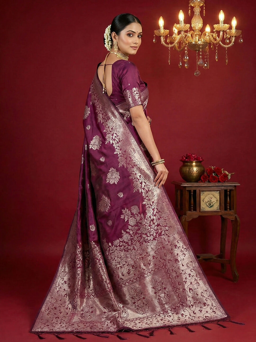 Shree Shyam Fashion Purple Silk Blend Saree