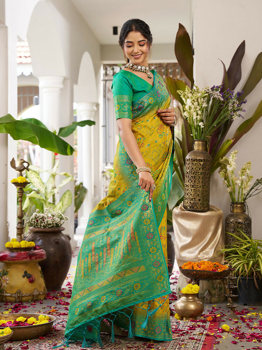 Shree Shyam Fashion Mustard Yellow Soft Silk Saree