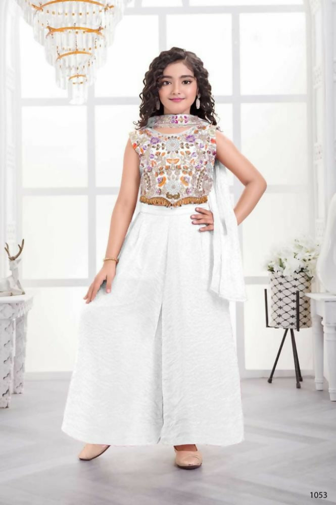 Traditional Designer Fandy Silk White Ethnic Fusion Wear - Anbazaar