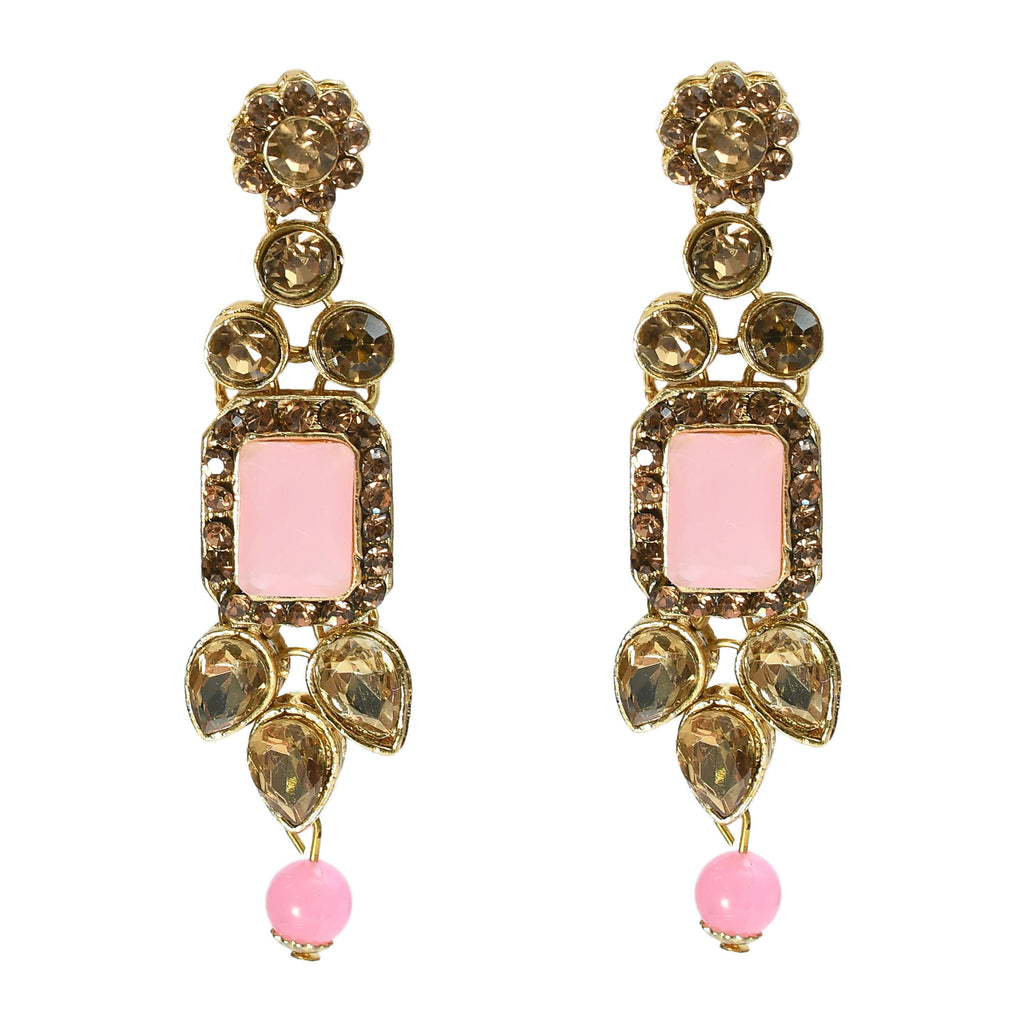 Mominos Fashion Johar Kamal Gold-Polished Brass Finish Kundan/Stone Choker For Women (Baby Pink)