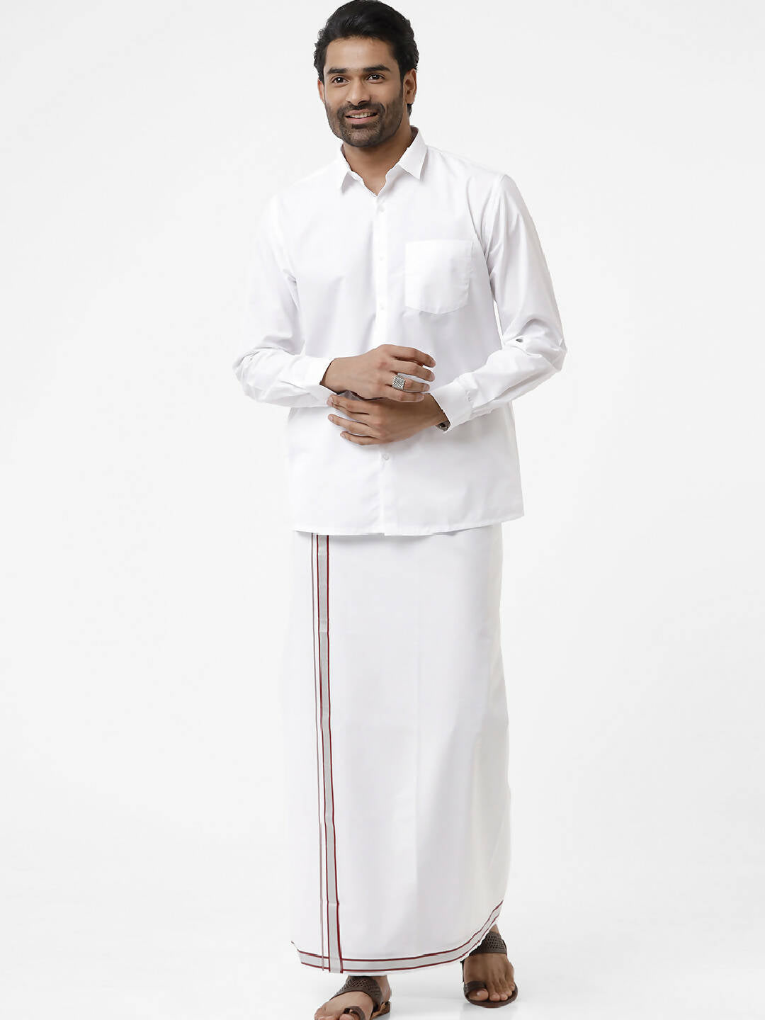 Ramraj Cotton Mens Full Sleeve Formal Poly Cotton White Shirt