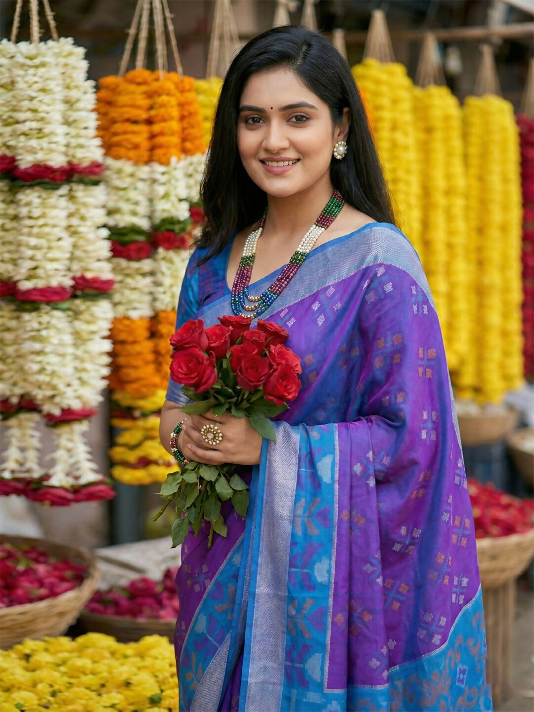 Shree Shyam Fashion Violet Pochampally Silk Saree