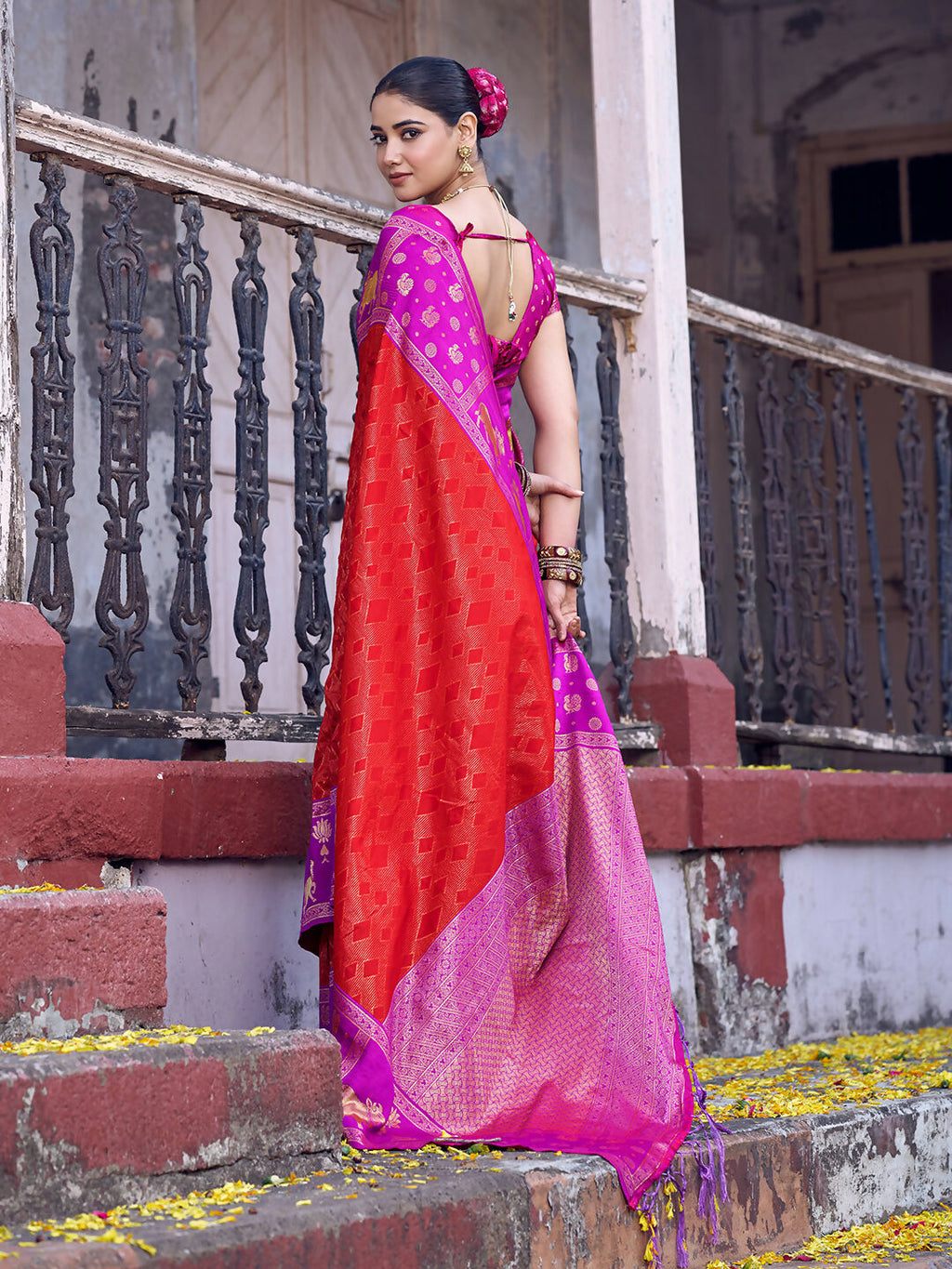 Shree Shyam Fashion Red Soft Silk Saree