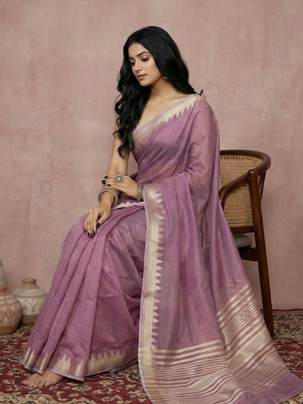Shree Shyam Fashion Purple Cotton Saree