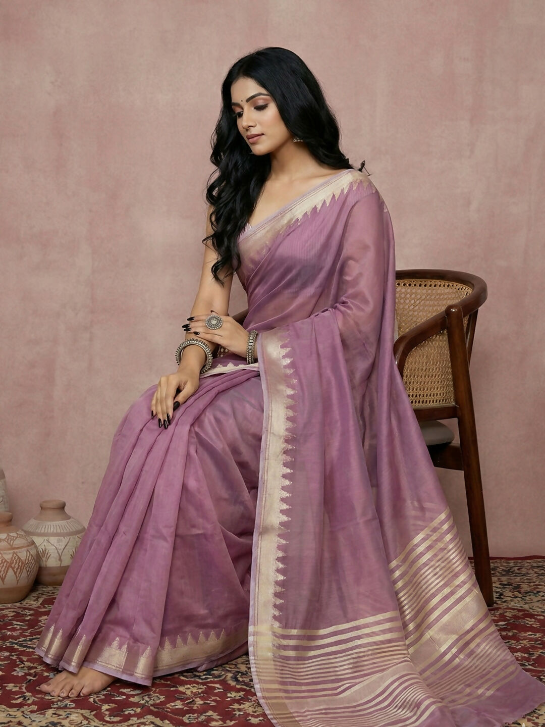Shree Shyam Fashion Purple Cotton Saree