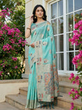 Shree Shyam Fashion Sky Blue Linen Cotton Saree