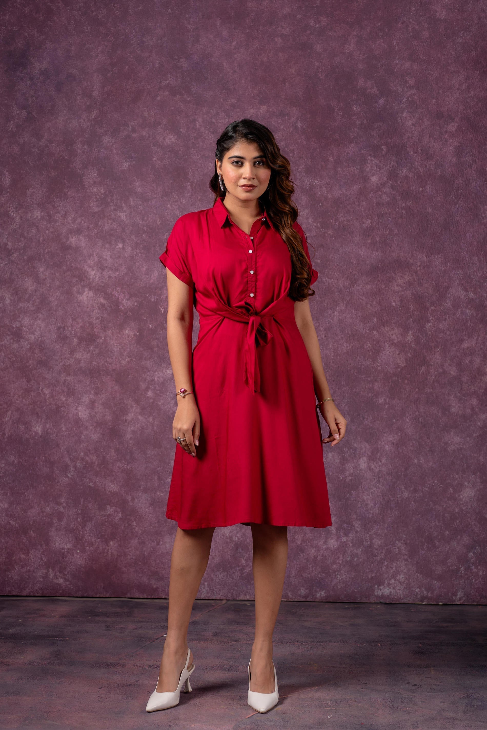 Juniper Scarlet Knot Shirt Dress