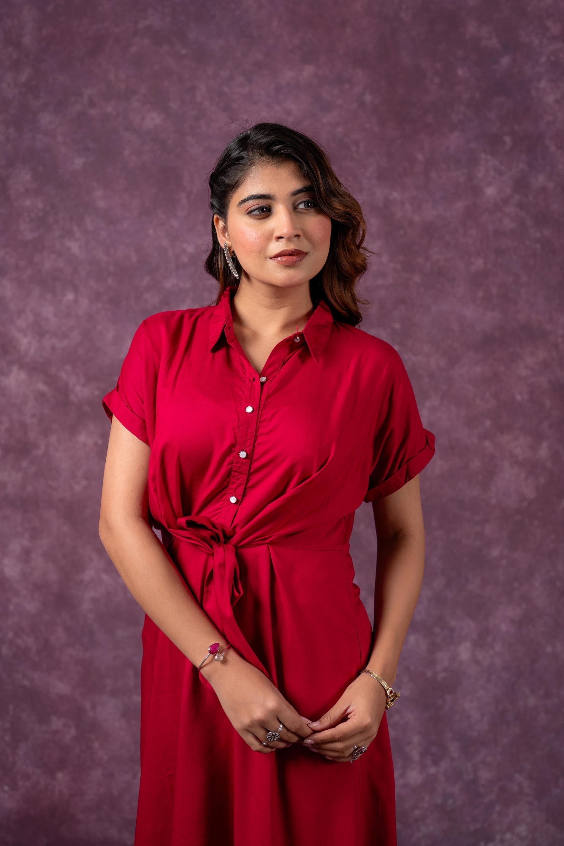 Juniper Scarlet Knot Shirt Dress