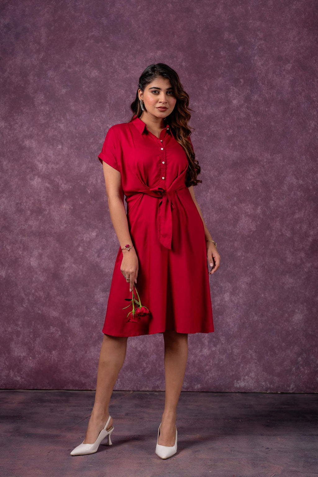 Juniper Scarlet Knot Shirt Dress