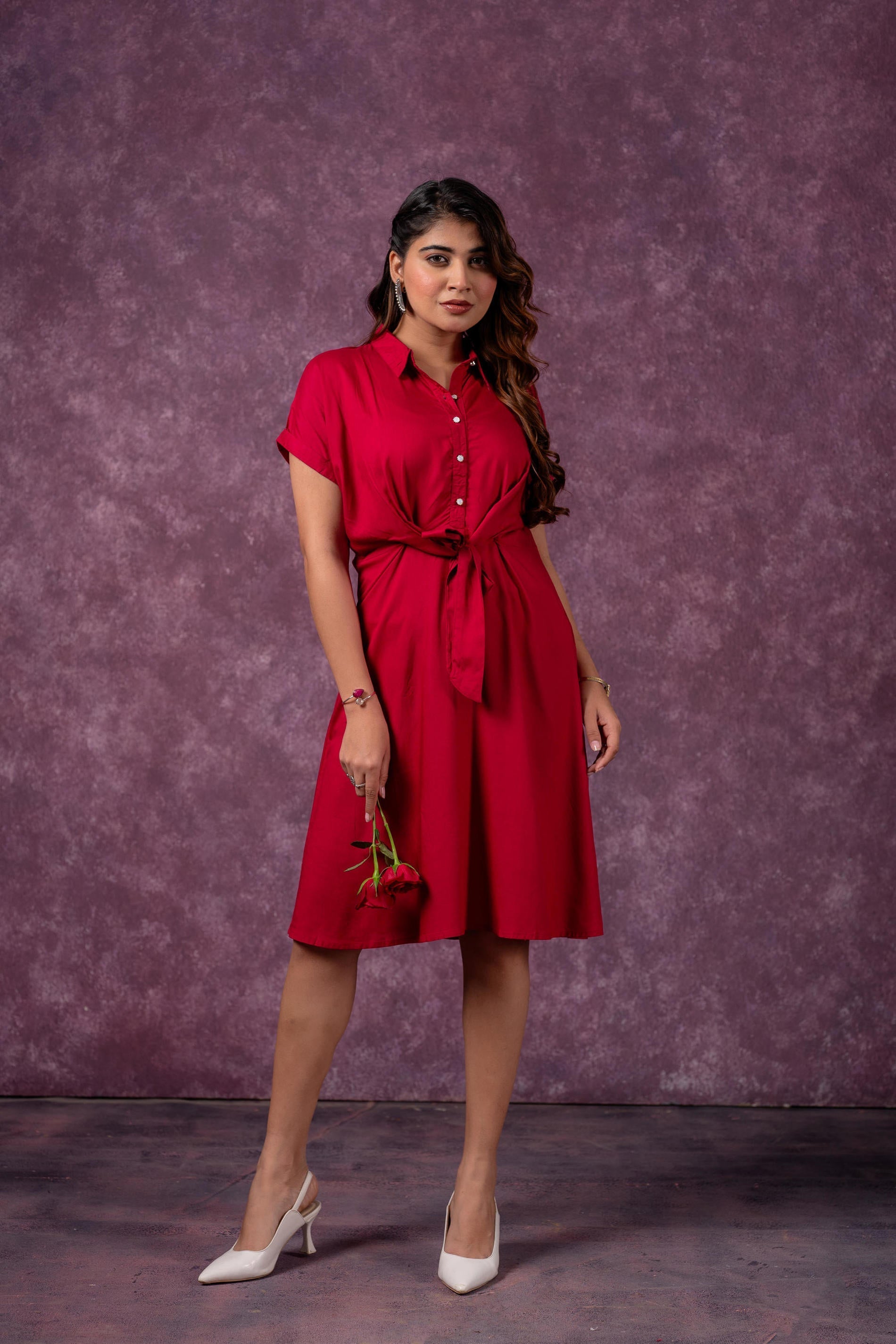 Juniper Scarlet Knot Shirt Dress