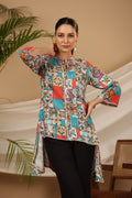 Juniper Multi Patchwork Printed Asymmetric Tunic