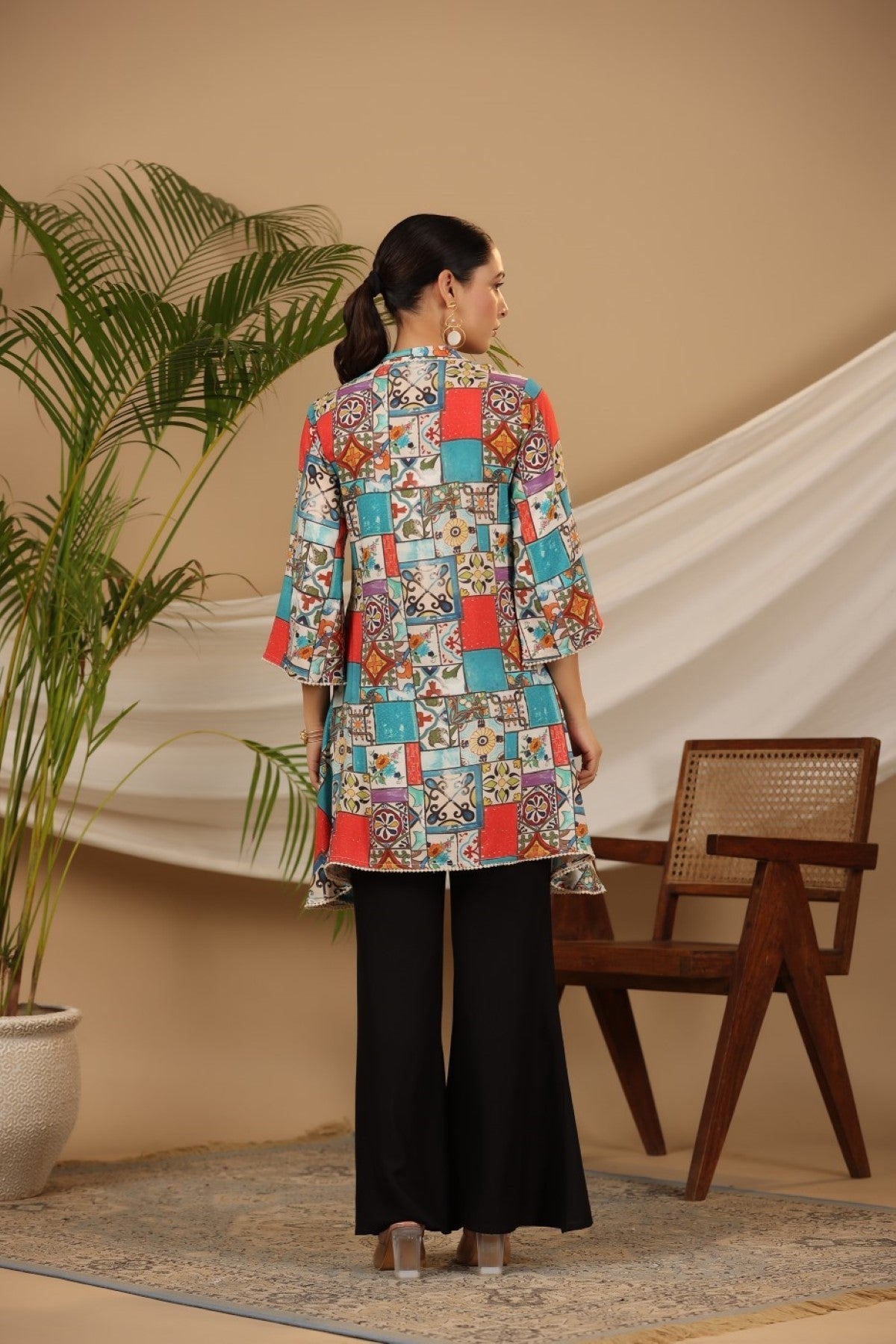 Juniper Multi Patchwork Printed Asymmetric Tunic