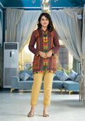 Juniper Multi Ethnic Motif Printed Viscose Tunic For Women