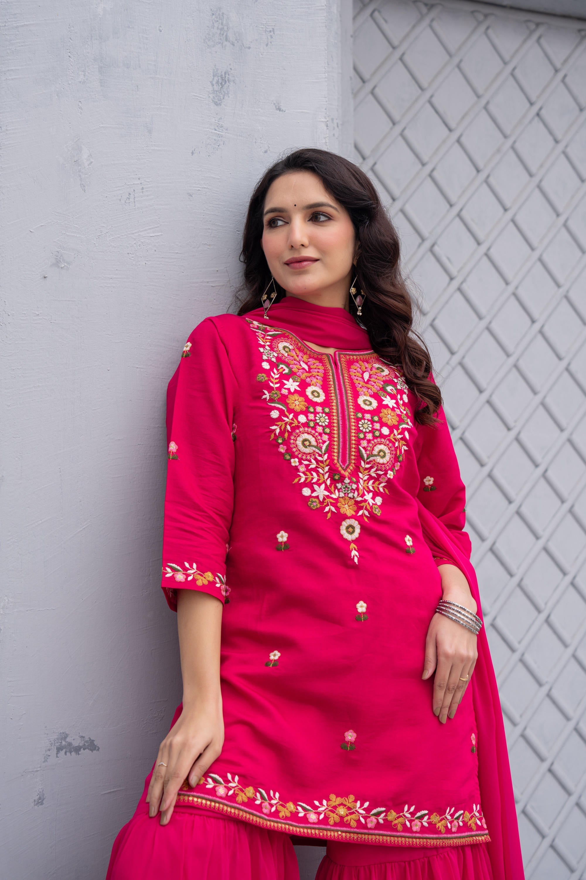 Juniper Gulnaar Gulab Embroidered Sharara Set