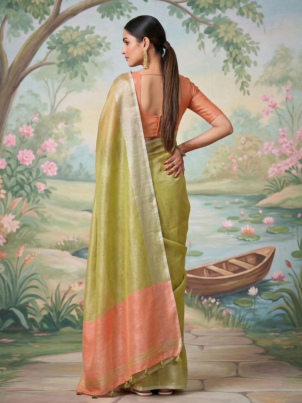 Shree Shyam Fashion Green Tissue Silk Saree