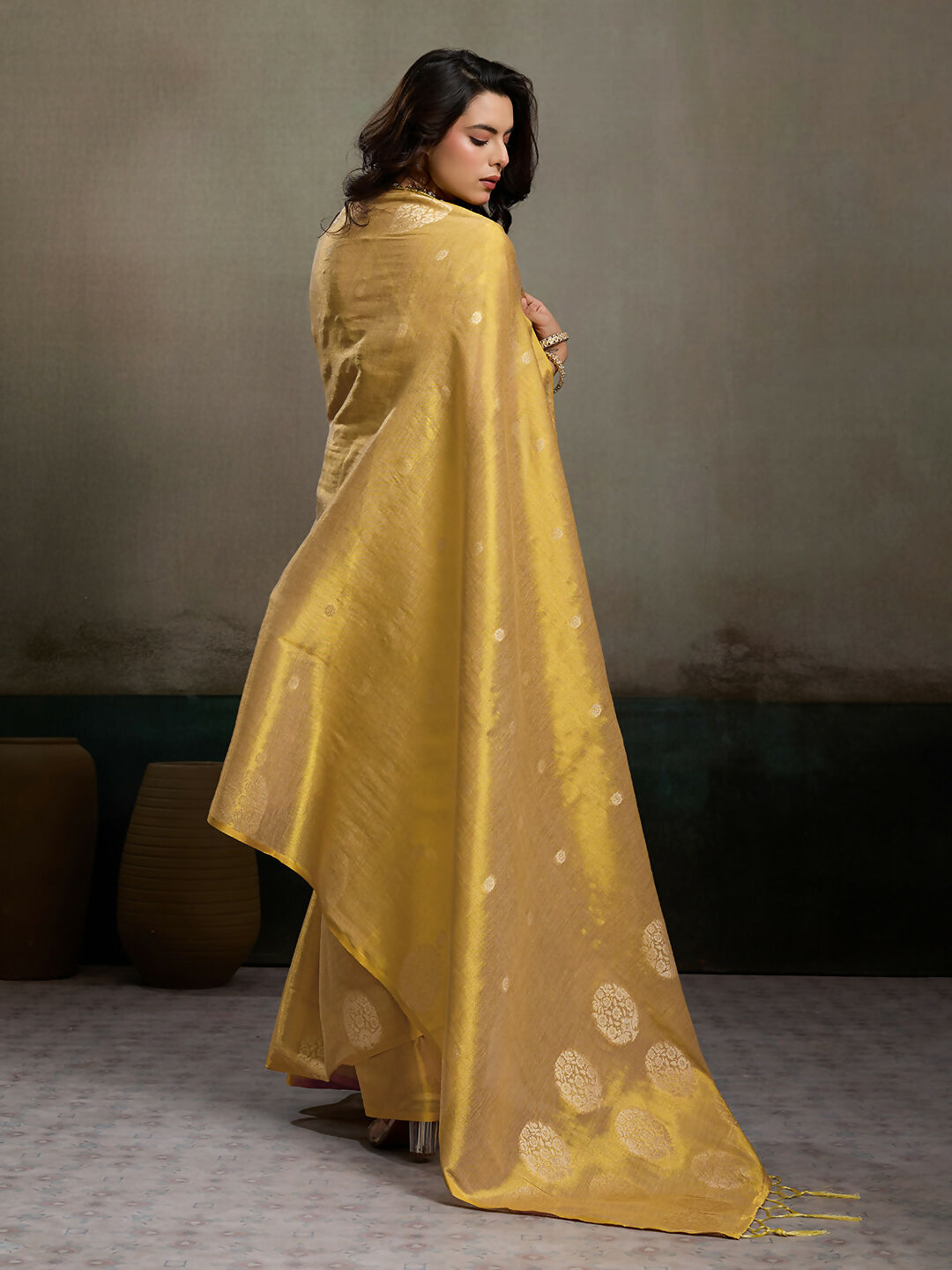 Shree Shyam Fashion Beige Tissue Silk Saree