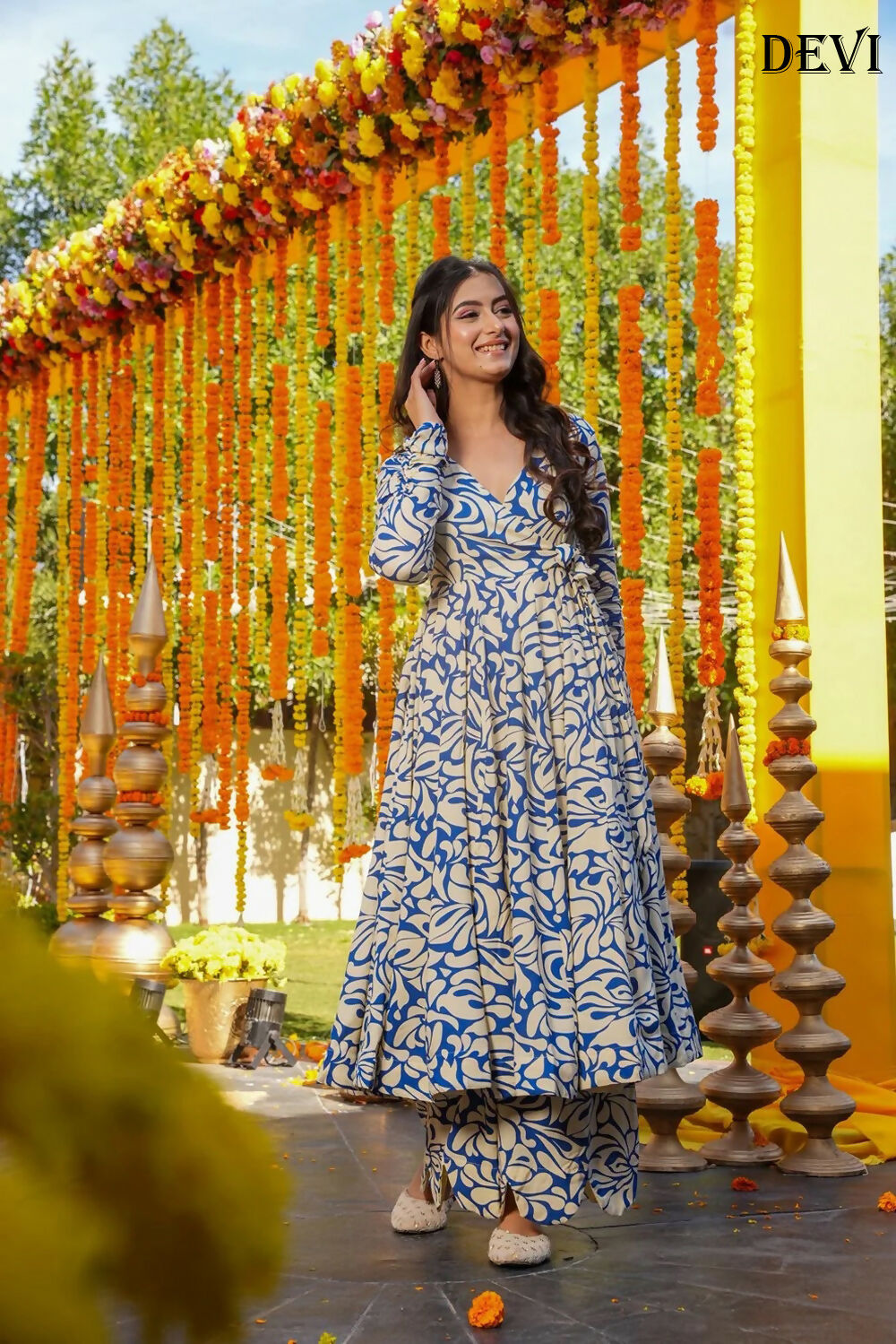 Aayaa Designer Printed Full Flared Suit