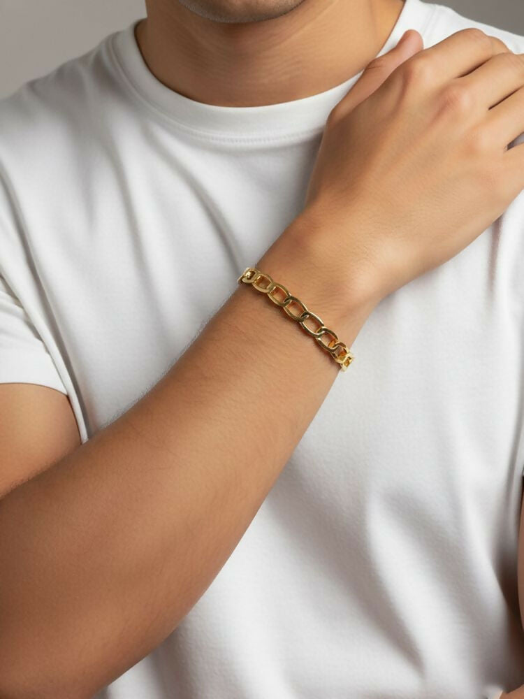 NVR Men's Gold Plated Cuff Bracelet