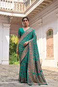 Jyoti Fashion Women's Rama Soft Pashmina Silk Meena Zari Woven Saree with Blouse