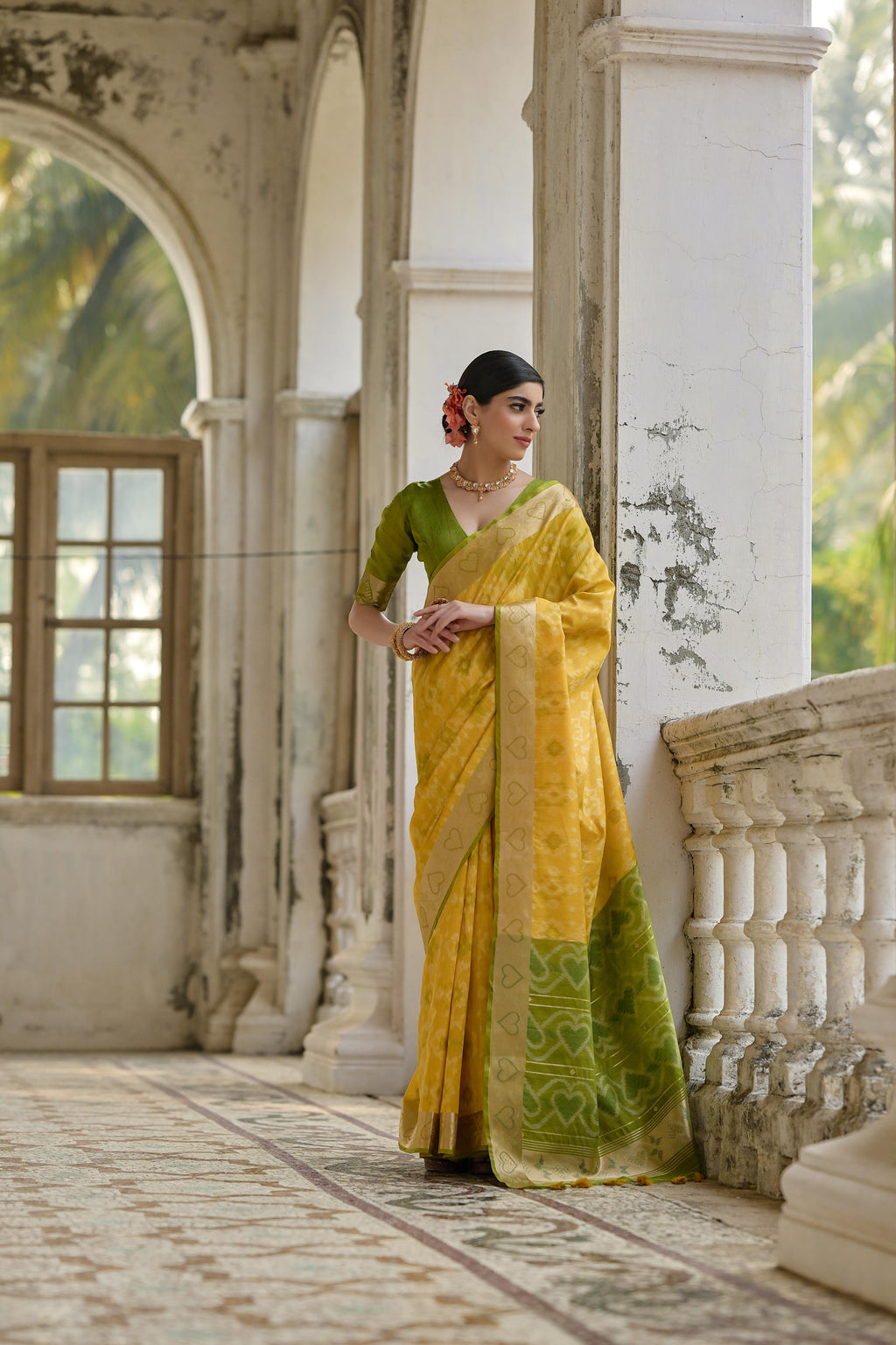 Jyoti Fashion Women's Yellow Soft Raw Silk Zari Woven Saree with Blouse