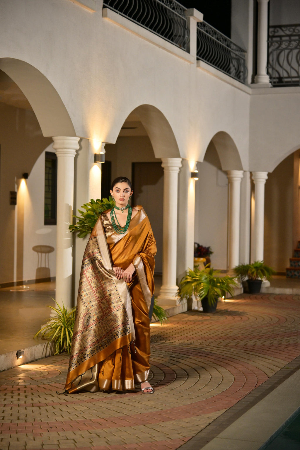 Jyoti Fashion Women's Mustard Soft Khadi Raw Silk Zari Woven Saree with Blouse