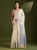 Jyoti Fashion Women's Purple Soft Muga Cotton Kalamkari Woven Saree with Blouse