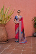 Jyoti Fashion Women's Rani Pink Paithani Silk Zari Woven Saree with Blouse