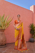 Jyoti Fashion Women's Yellow Paithani Silk Zari Woven Saree with Blouse