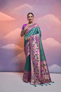 Jyoti Fashion Women's Rama Paithani Silk Zari Woven Saree with Blouse
