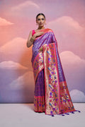 Jyoti Fashion Women's Royal Blue Paithani Silk Zari Woven Saree with Blouse