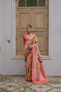 Jyoti Fashion Women's Multicolor Banarasi Silk Zari Woven Saree with Blouse