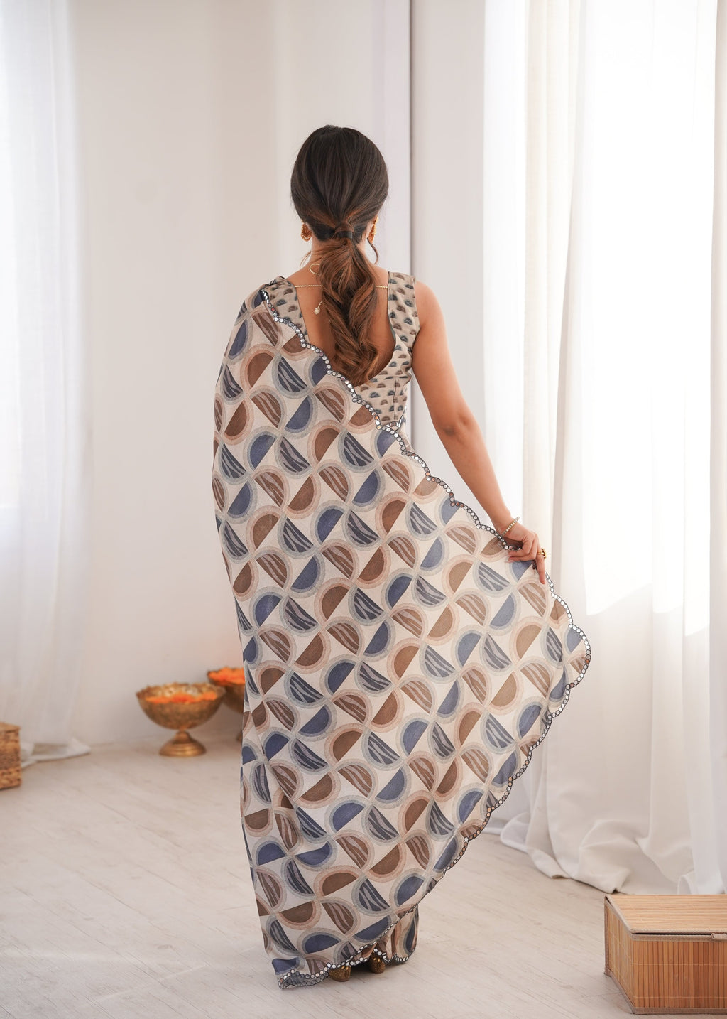 Jyoti Fashion Women's Multicolor Chinon Digital Printed Designer Saree with Blouse